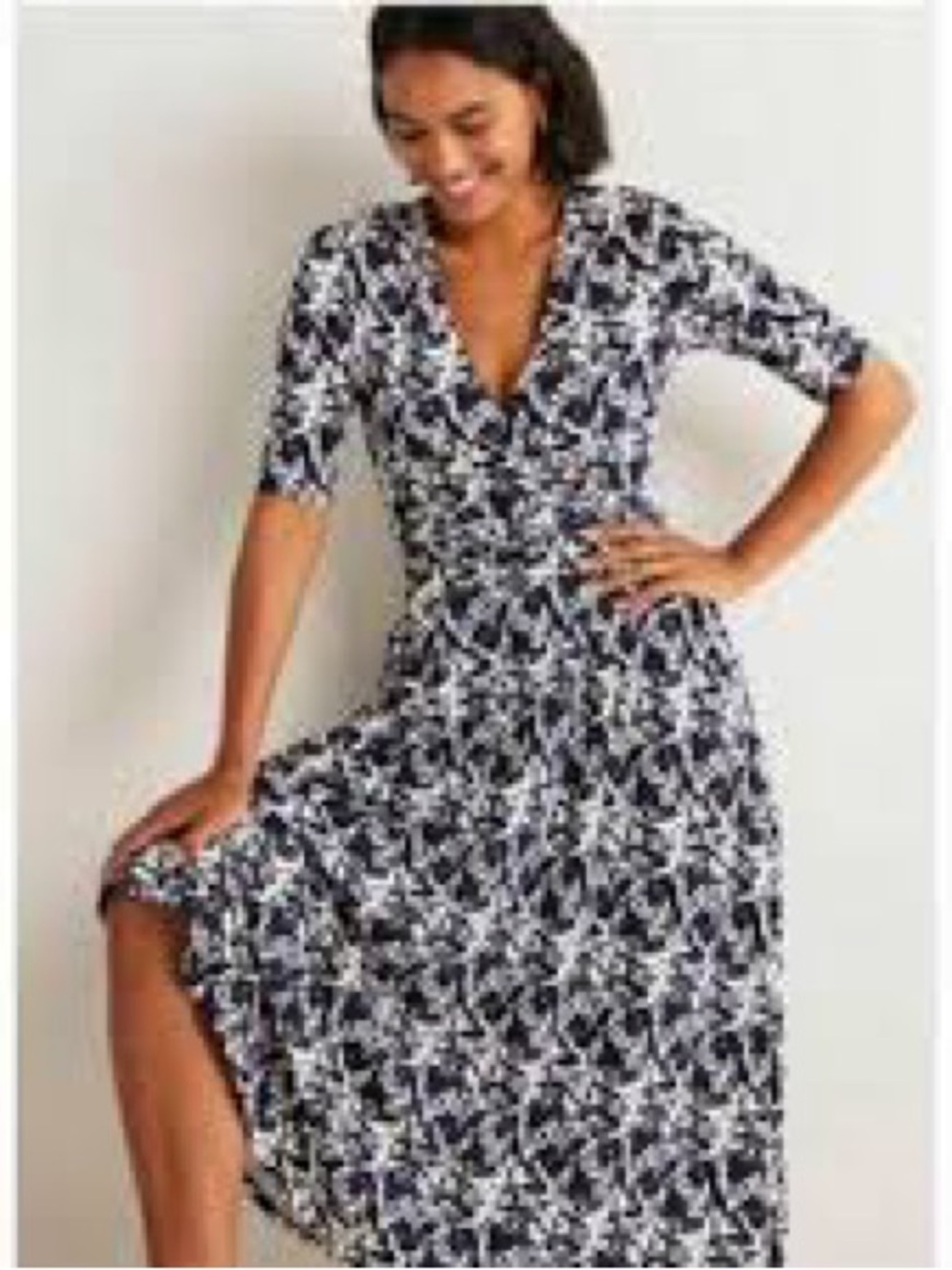 NWOT Boden French Navy tulip Terrace blue and white floral jersey midi dress